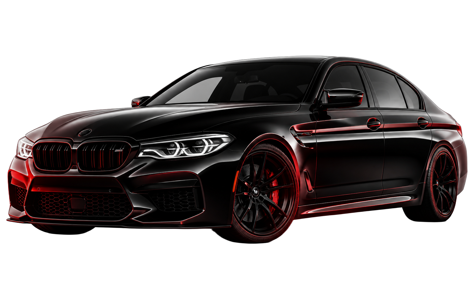 Automobil sport premium negru cu iluminare roșie